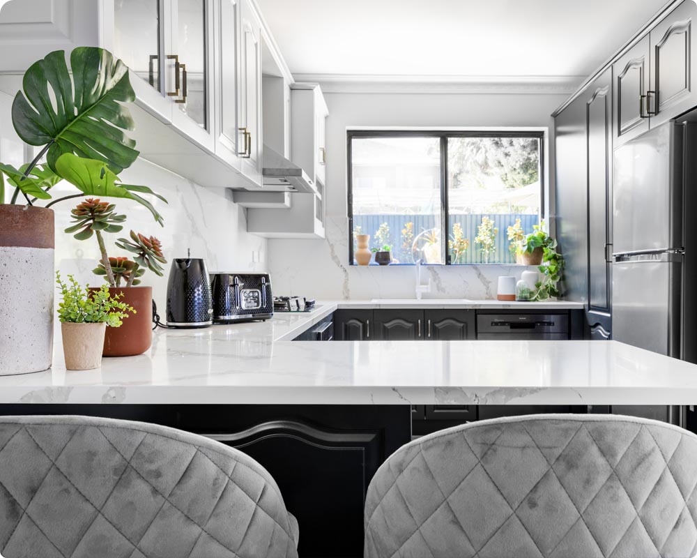 Granite Transformations engineered stone benchtops in kitchen